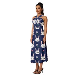 Sleeveless Cross Front Cocktail Midi Chiffon Dress 