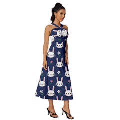 Sleeveless Cross Front Cocktail Midi Chiffon Dress 