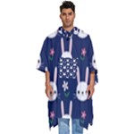 Cute Bunny Pattern, Easter, Koteto Men s Hooded Rain Ponchos