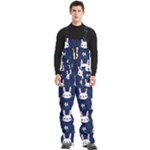 Cute Bunny Pattern, Easter, Koteto Men s Front Zip Ski And Snowboard Bib Pants