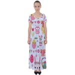 Cute Easter Bunny, Koteto, Animal, Baby High Waist Short Sleeve Maxi Dress