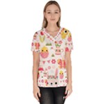 Cute Easter Bunny, Koteto, Animal, Baby Women s V-Neck Scrub Top