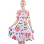 Cute Easter Bunny, Koteto, Animal, Baby Quarter Sleeve A-Line Dress With Pockets