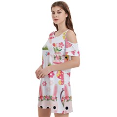 Women s Cold Shoulder Round Neck Mini Dress 