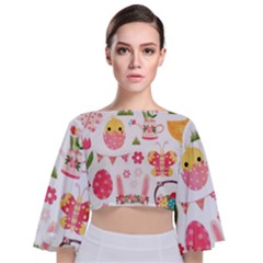 Tie Back Butterfly Sleeve Chiffon Top 