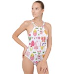 Cute Easter Bunny, Koteto, Animal, Baby High Neck One Piece Swimsuit