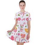 Cute Easter Bunny, Koteto, Animal, Baby Short Sleeve Shoulder Cut Out Dress 