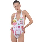 Cute Easter Bunny, Koteto, Animal, Baby Backless Halter One Piece Swimsuit