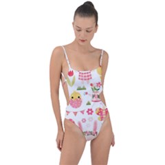 Tie Strap One Piece Swimsuit 