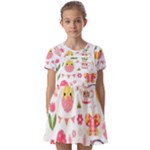 Cute Easter Bunny, Koteto, Animal, Baby Kids  Short Sleeve Pinafore Style Dress