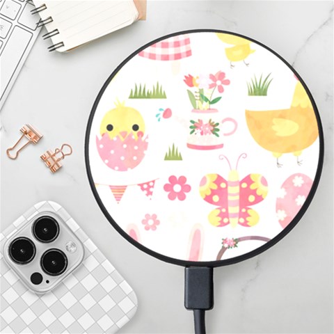 Cute Easter Bunny, Koteto, Animal, Baby Wireless Fast Charger(Black) from ArtsNow.com