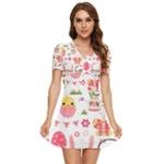 Cute Easter Bunny, Koteto, Animal, Baby V-Neck High Waist Chiffon Mini Dress