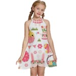 Cute Easter Bunny, Koteto, Animal, Baby Kids  Halter Collar Waist Tie Chiffon Dress