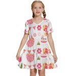 Cute Easter Bunny, Koteto, Animal, Baby Kids  Short Sleeve Tiered Mini Dress