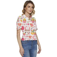 Puffed Short Sleeve Button Up Jacket 