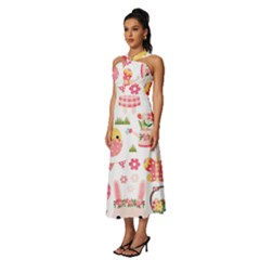 Sleeveless Cross Front Cocktail Midi Chiffon Dress 