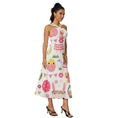 Sleeveless Cross Front Cocktail Midi Chiffon Dress 