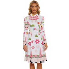 Long Sleeve Shirt Collar A-Line Dress 