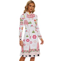 Long Sleeve Shirt Collar A-Line Dress 