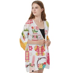 Open Front 3/4 Sleeve Batwing Chiffon Cardigan Kimono 