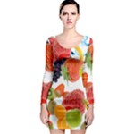 Fruits, Drip, Fruit, Paint, Spring Long Sleeve Bodycon Dress