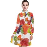 Fruits, Drip, Fruit, Paint, Spring Long Sleeve Chiffon Shirt Dress