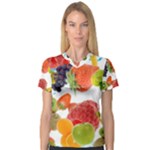 Fruits, Drip, Fruit, Paint, Spring V-Neck Sport Mesh T-Shirt