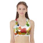 Fruits, Drip, Fruit, Paint, Spring Sports Bra with Border