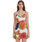 Fruits, Drip, Fruit, Paint, Spring Body Wrap Sleeveless V-Neck Mini Dress