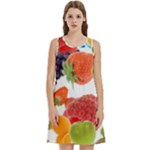 Fruits, Drip, Fruit, Paint, Spring Round Neck Sleeve Casual Dress With Pockets