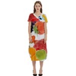 Fruits, Drip, Fruit, Paint, Spring T-Shirt Midi Dress With Pockets