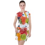 Fruits, Drip, Fruit, Paint, Spring Drawstring Hooded Dress