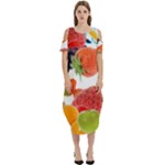 Fruits, Drip, Fruit, Paint, Spring Cold Shoulder Loose Fit Dress With Pockets