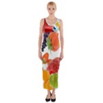 Fruits, Drip, Fruit, Paint, Spring Fitted Maxi Dress