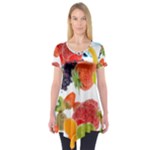 Fruits, Drip, Fruit, Paint, Spring Short Sleeve Tunic 