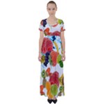 Fruits, Drip, Fruit, Paint, Spring High Waist Short Sleeve Maxi Dress