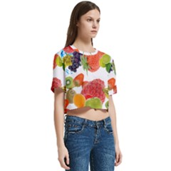 Women s Round Neck Short Sleeve Crop Top 