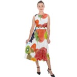 Fruits, Drip, Fruit, Paint, Spring Midi Tie-Back Chiffon Dress