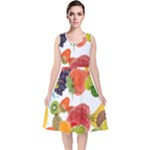 Fruits, Drip, Fruit, Paint, Spring V-Neck Midi Sleeveless Dress 