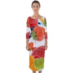 Fruits, Drip, Fruit, Paint, Spring Quarter Sleeve Midi Bodycon Dress