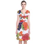 Fruits, Drip, Fruit, Paint, Spring Short Sleeve Front Wrap Dress