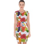 Fruits, Drip, Fruit, Paint, Spring Capsleeve Drawstring Dress 