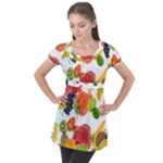 Fruits, Drip, Fruit, Paint, Spring Puff Sleeve Tunic Top