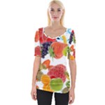 Fruits, Drip, Fruit, Paint, Spring Wide Neckline T-Shirt