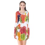 Fruits, Drip, Fruit, Paint, Spring Long Sleeve V-neck Flare Dress