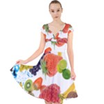 Fruits, Drip, Fruit, Paint, Spring Cap Sleeve Front Wrap Midi Dress