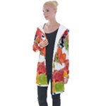 Fruits, Drip, Fruit, Paint, Spring Longline Hooded Cardigan