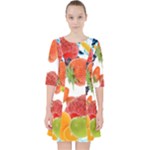 Fruits, Drip, Fruit, Paint, Spring Quarter Sleeve Pocket Dress