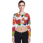 Fruits, Drip, Fruit, Paint, Spring Long Sleeve Zip Up Bomber Jacket