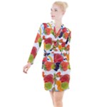 Fruits, Drip, Fruit, Paint, Spring Button Long Sleeve Dress